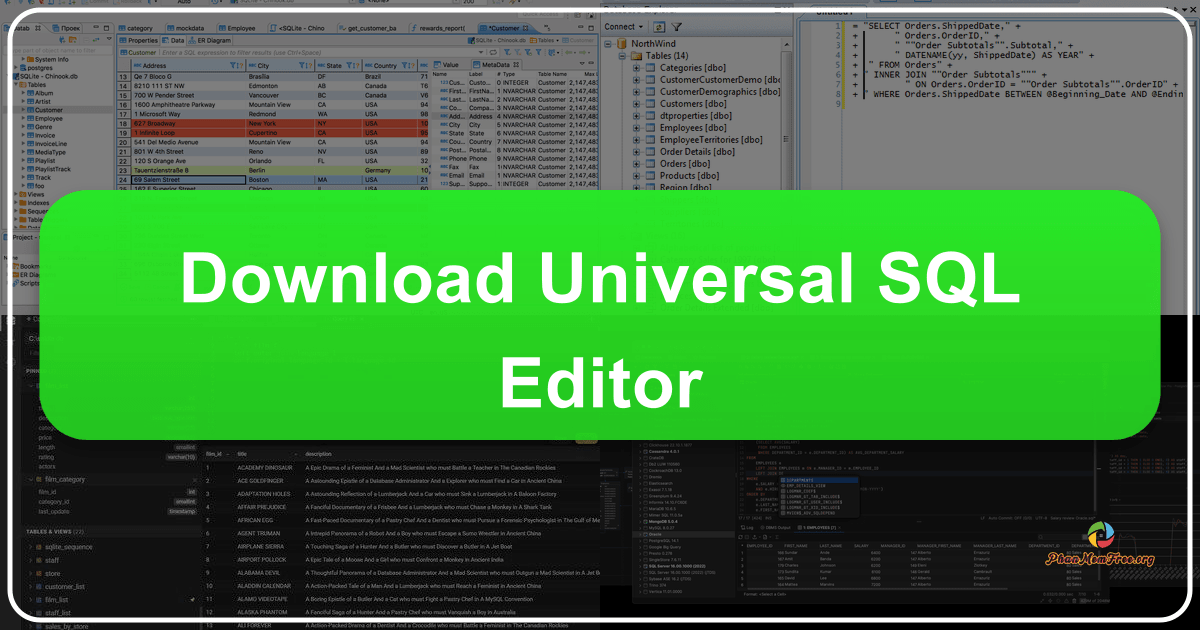 Universal SQL Editor: A powerful tool for database professionals, offering intelligent coding assistance and robust database connectivity features. /images/download-universal-sql-editor.png