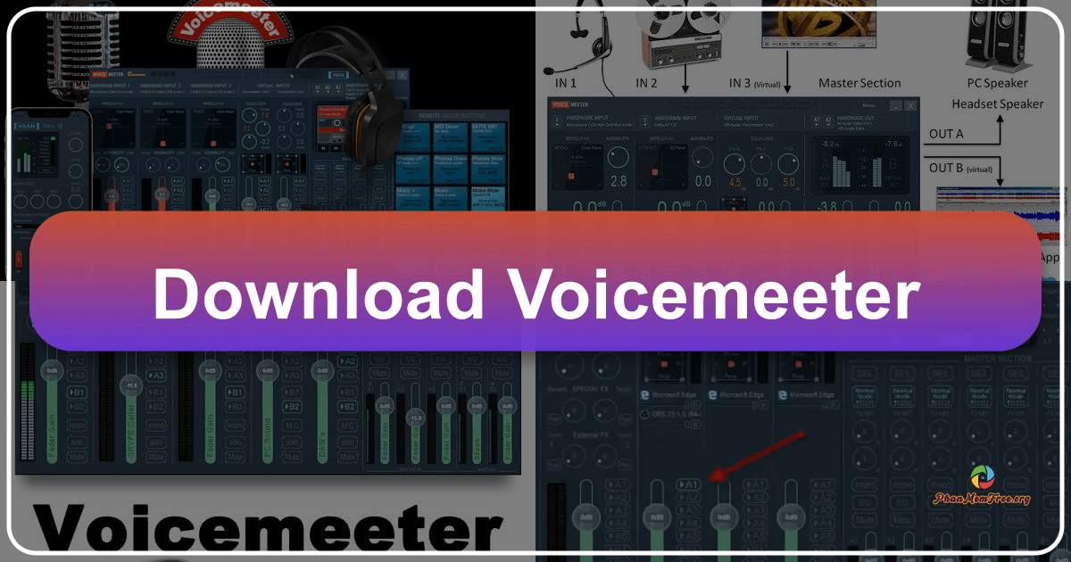 Voicemeeter: A free virtual audio mixer for Windows offering advanced audio management and routing capabilities. /images/download-voicemeeter.png