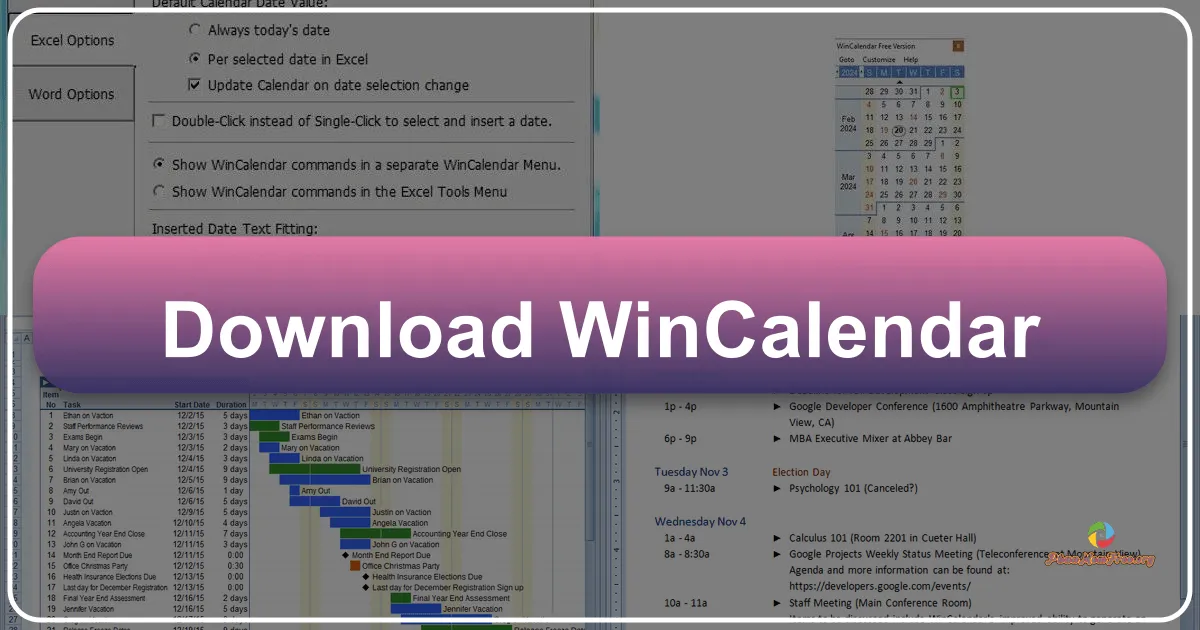 WinCalendar: An Efficient Calendar Creation Tool for Microsoft Word and Excel