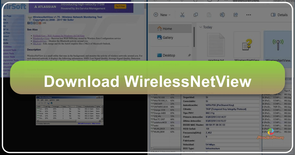 WirelessNetView: A free tool for scanning, analyzing, and monitoring Wi-Fi networks with detailed information. /images/download-wirelessnetview.png