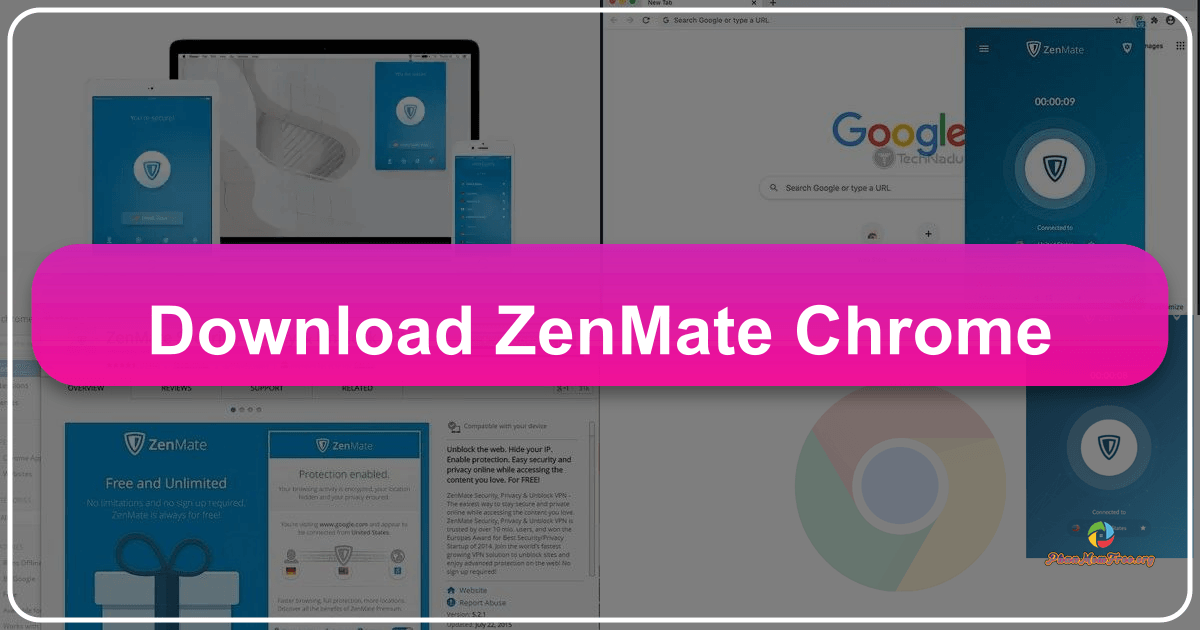 ZenMate VPN for Chrome enhances online security and privacy with various features and functionalities. /images/download-zenmate-chrome.png